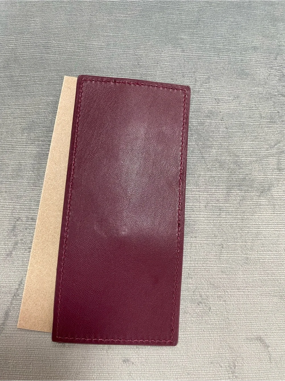 Badgley Mischka Plum Leather Card & Key Slot Holder with Gold Hardware